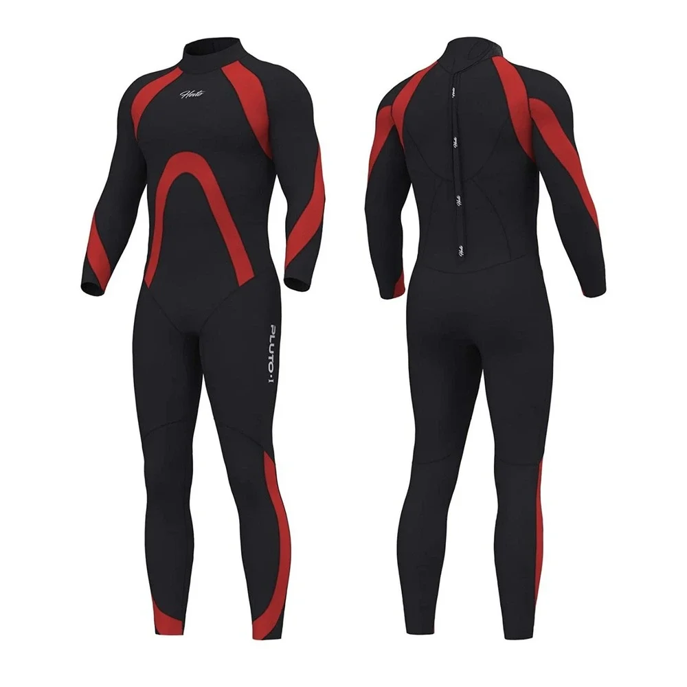 Hevto Pluto-1‎ 3XL Men's 3/2mm Black & Red Neoprene Wetsuit Full Scuba Suits